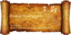 Komsa Szergiusz névjegykártya